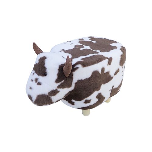 22.8" Brown /White Bull Footstool