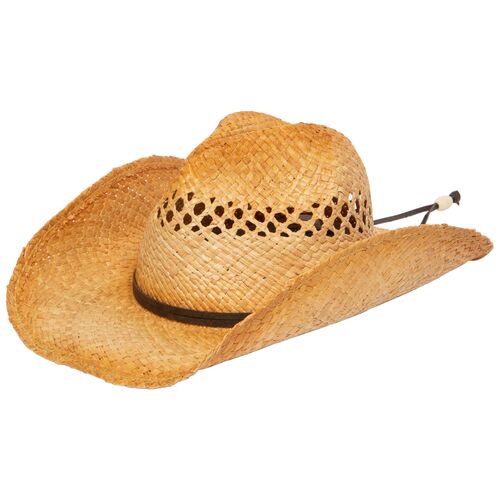 Women's Raffia Cowboy Hat in Tea Stained