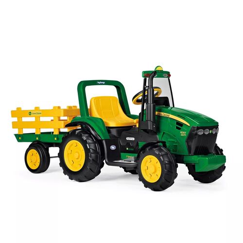 John Deere 12V Heavy Duty Tractor Ride-On with Trailer