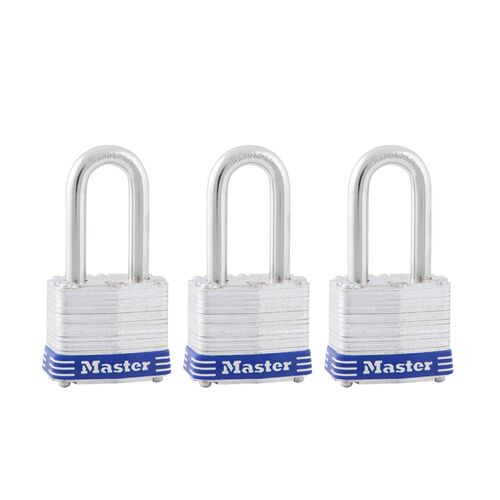 1-9/16" Wide Laminated Steel Pin Tumbler Padlock with 1-1/2" Shackle 3-Pack