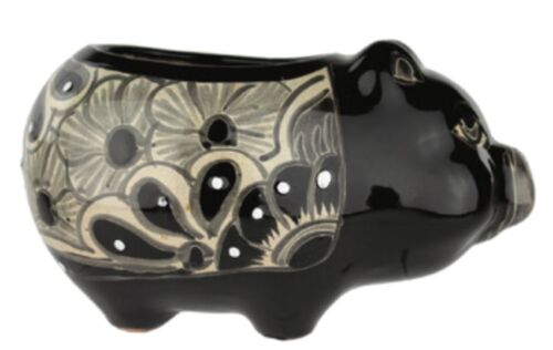 Talavera 6" Pig Planter in Sandy/Black