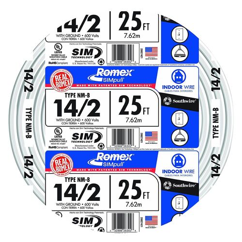 14/2 CU Romex SIMpull Copper Type NM-B Cable with Ground Building Wire