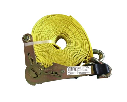 Ratchet Tie Down with J Hooks - 2" x 27'