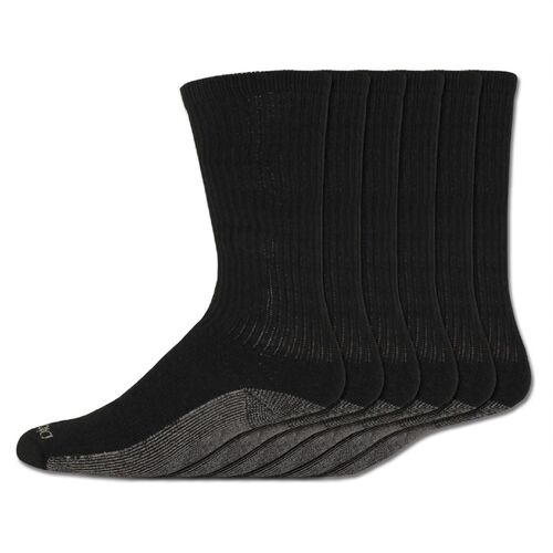 Men's 6-Pack Dri-Tech Crew Boot Socks in Black - 6-12