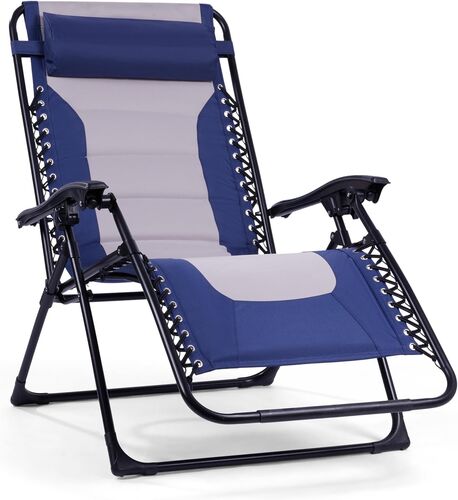 Deluxe XL Padded Anti-Gravity Lounger with Folding Design in Grey