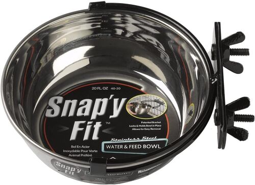Snap'y Fit Stainless Steel Water and Food Bowl - 20 Oz