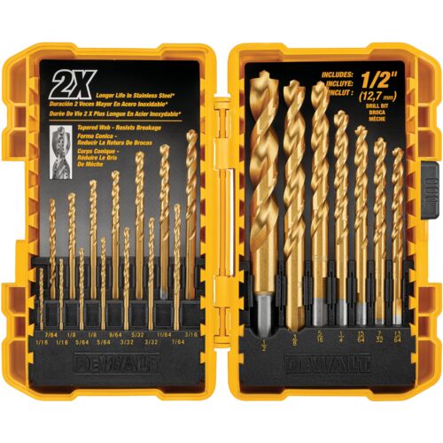 21 Piece Pilot Point Titanium Nitride Coated Drill Bit Set