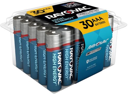 High Energy AAA Alkaline Batteries - 30 Pack