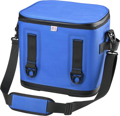 12" Soft Sided Cooler Bag in Blue with Black Trim