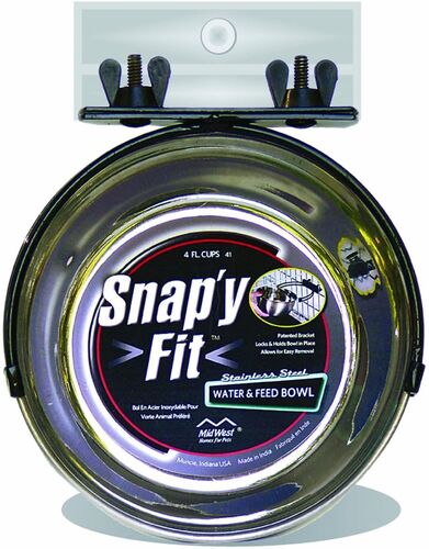 Snap'y Fit Stainless Steel Water and Food Bowl - 4 Cups
