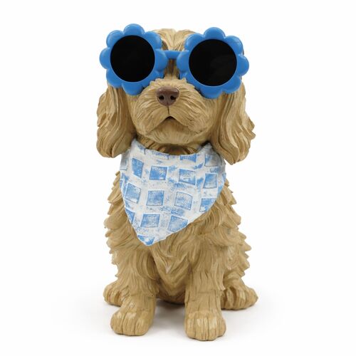 Dog with Glasses & Scarf Statuary