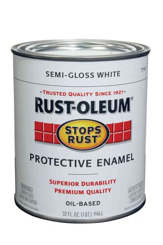 Stops Rust Protective Enamel Paint in Semi-Gloss White - 1 Quart