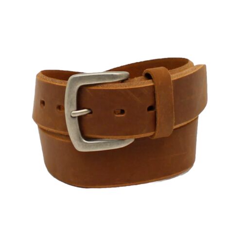 Men's Beveled Edge Embossed Logo Leather Belt