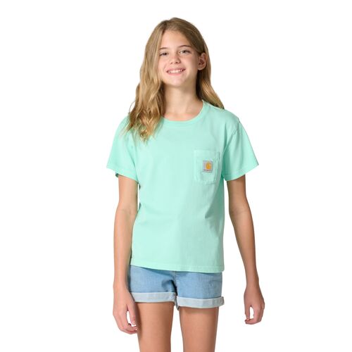 Girls' Short Sleeve Re-Engineered Garment Dye Pocket T-Shirt