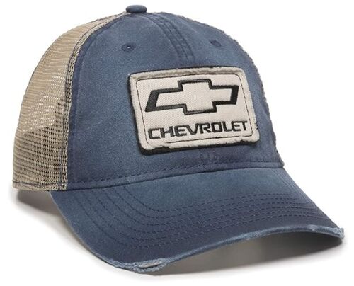 Men's Chevrolet Frayed Fabric Patch Cap in Dark Navy/Khaki