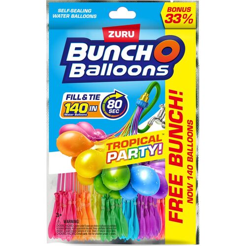 Bunch O Balloons Tropical Party 140 Rapid-Filling Self-Sealing Water Balloons