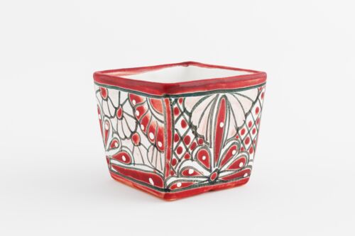 Talavera 4"x4" Cuadro Planter in Burgundy/White