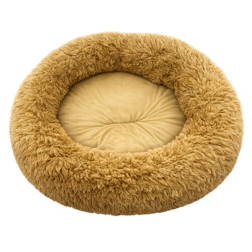 30" x 9" Plush Donut Pet Bed in Ochre