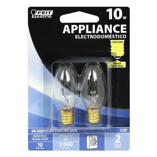 2 Count 10 Watt C7 1/2 Appliance Incandescent Light Bulb