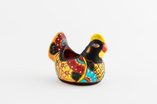 Talavera 6" Hen Planter in Black Multi