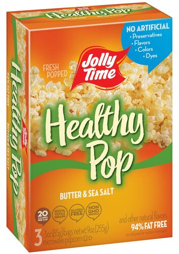 Healthy Pop Butter 94% Fat Free Microwave Popcorn 3 Count Box