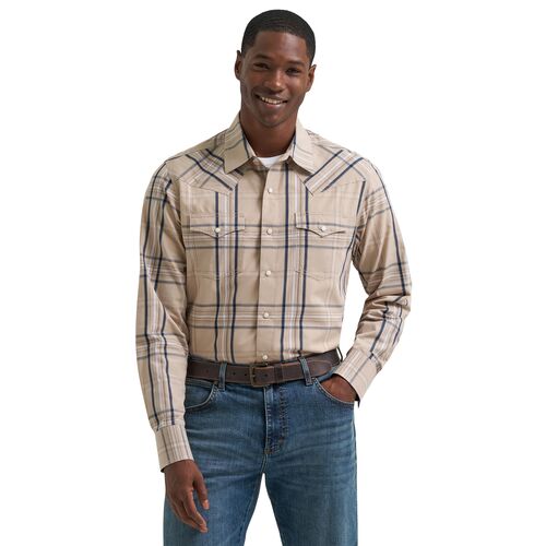 Men's Retro Premium Long Sleeve Western Snap Plaid Shirt