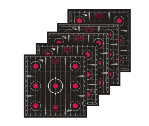 Ruger 10/22 Sight-In Grid 12.5" Square Splash Reactive Adhesive Paper Targets - 5-Pack