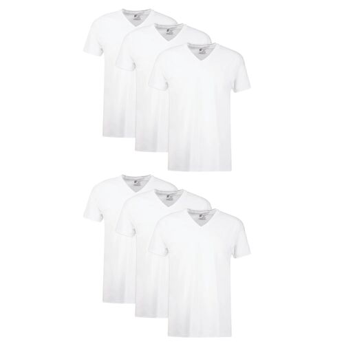 Men's 6-Pack Moisture-Wicking V-Neck Undershirt in White - S