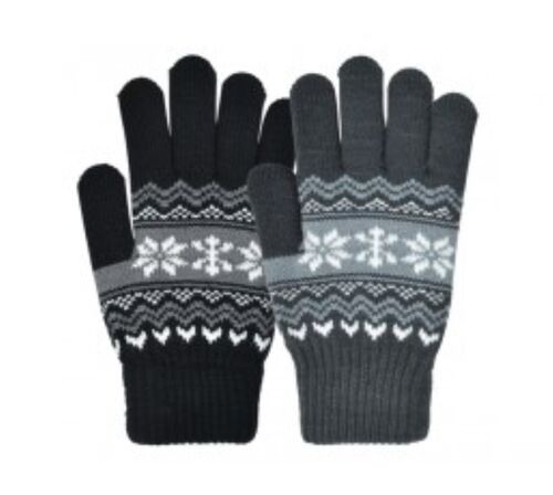 Women's Plush Lined Snowflake Acrylic Gloves - Assorted