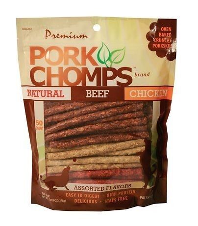 Pork Chomps Premium Munchy Sticks Dog Treats - 50 ct