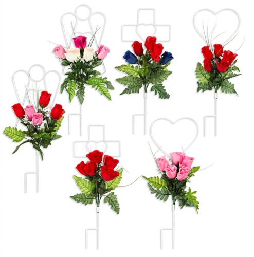 22" Cross/Heart with Rose Memorial Stake - Assorted