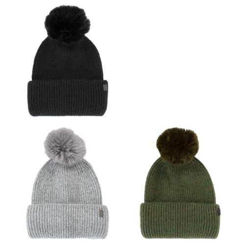 Women's Double Cuff Ribbed Hat - Assorted