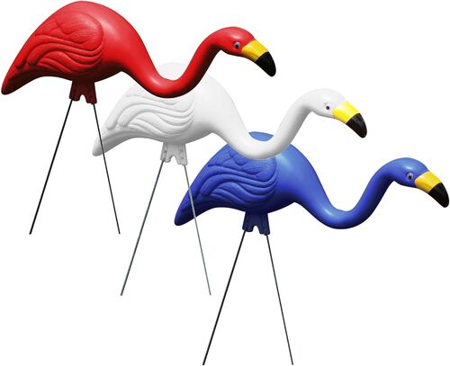 3-Piece 'Merica 'Mingos Red White & Blue Flamingo Yard Decorations
