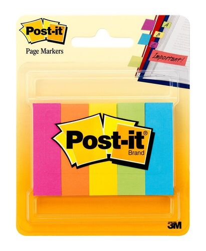 Post-it Page Markers Assorted Colors 1/2"x2" 50 Sheet 5 Pads Pack
