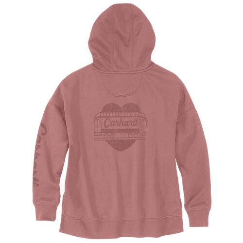Women's Oversized-Fit Midweight Hooded Heart Graphic Sweatshirt