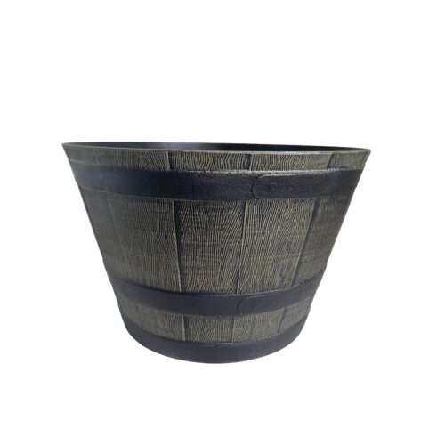 20" Plastic Whiskey Barrel Planter in Dark Brown