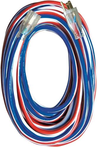 14/3 Medium Duty Indoor/Outdoor Red White and Blue Lighted Extension Cord - 50 ft
