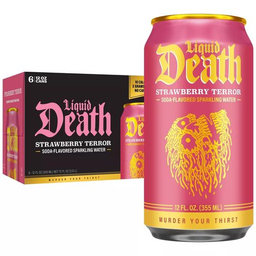 Strawberry Terror Sparkling Water - 6-Pack of 12 oz Cans