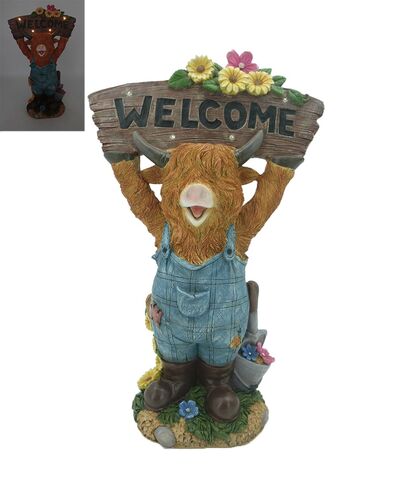 Highland Cow Welcome Decor with Lights