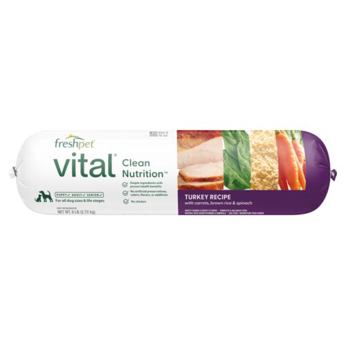 Vital Turkey Recipe with Carrots, Brown Rice & Spinach Fresh Dog Food Roll - 6 Lb
