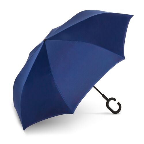 Unbelievabrella Reverse 48" Arc Closing Stick Umbrella In Indigo