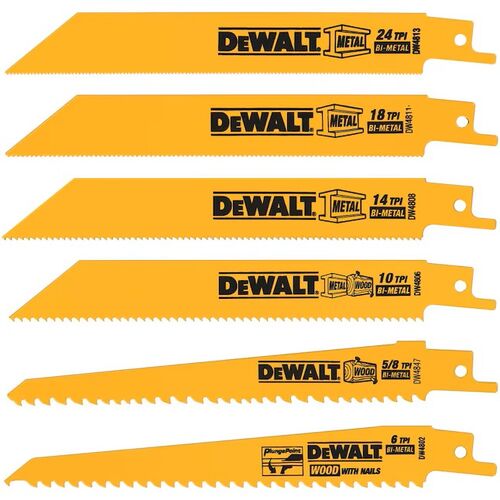 6 Piece Bi-Metal Reciprocating Saw Blade Set