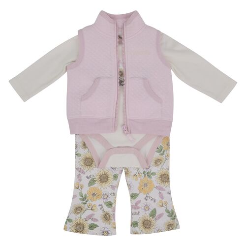 Wrangler Girl's Infant Sunflower 3-Piece Outfit