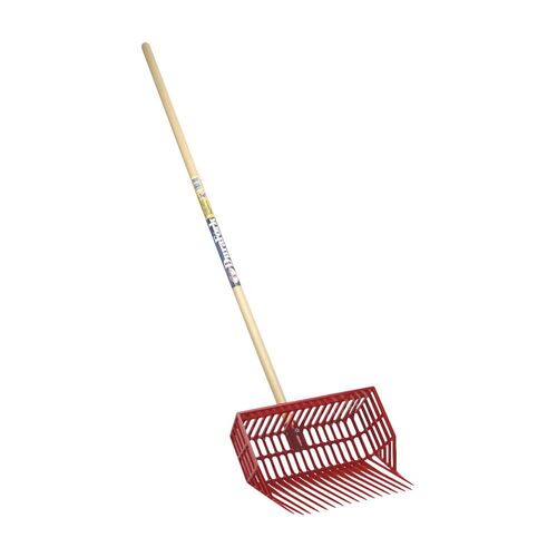18-Tine DuraPitch II Polycarbonate Tine Red Stable Fork with Basket