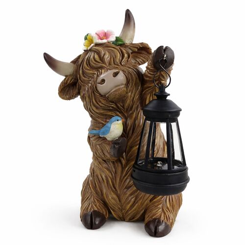 Cow with Lantern Resin Staue