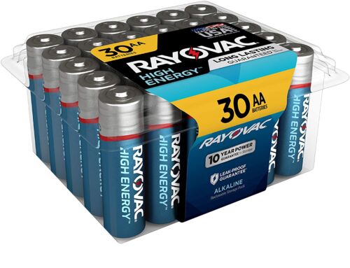 High Energy AA Alkaline Batteries - 30 Pack