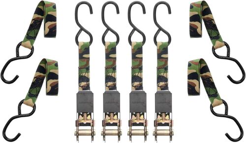 1" x 8' Camo Standard Duty Ratchet Straps 4-Pack