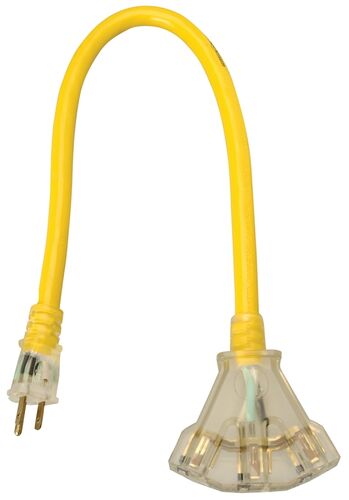 12/3 Lighted Power Block with 2' Cord 15A