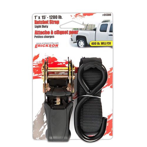 1" x 15' Ratchet Strap, Black