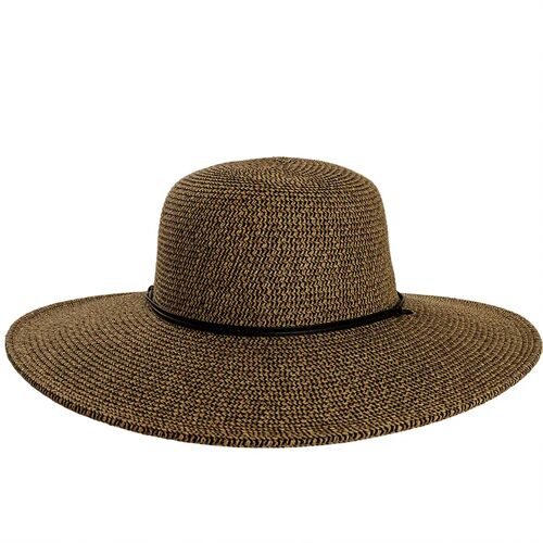 Women's Trevi Wide Brim Straw Sun Hat in Coffee